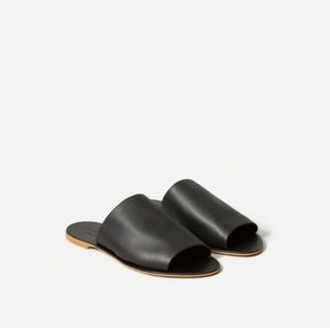 Everlane Day Slide Black Leather Sandals